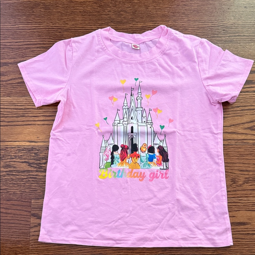 Pink Kids casttle Birthday Girl T-Shirt